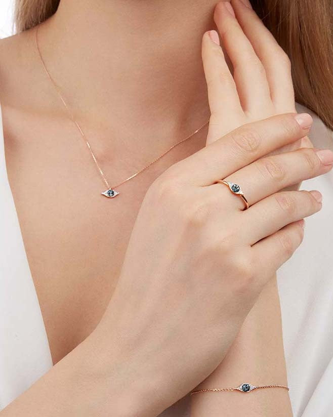 Blue & White Diamond Eye Light Bracelet