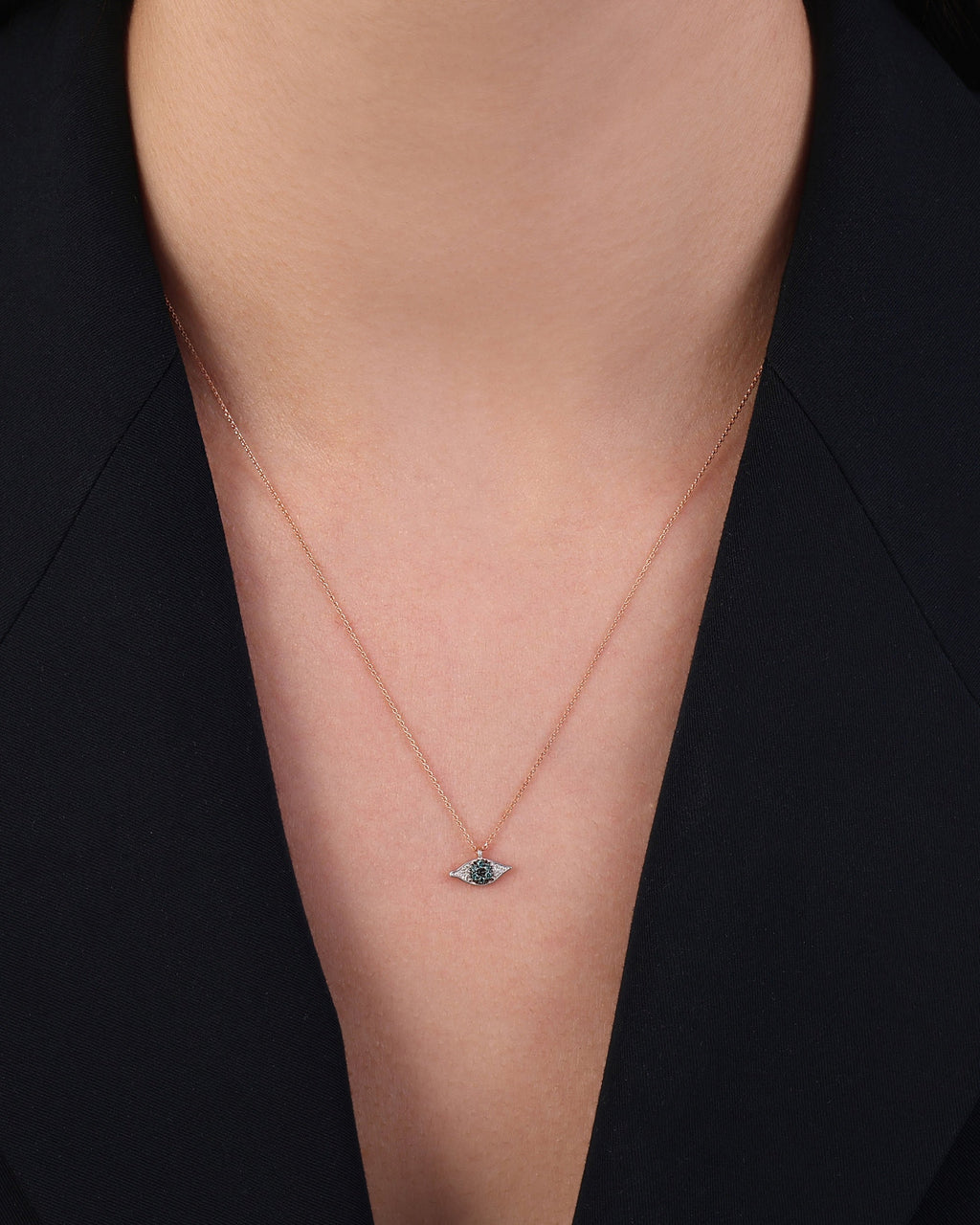 Blue Diamond Eye Light Pendant Necklace