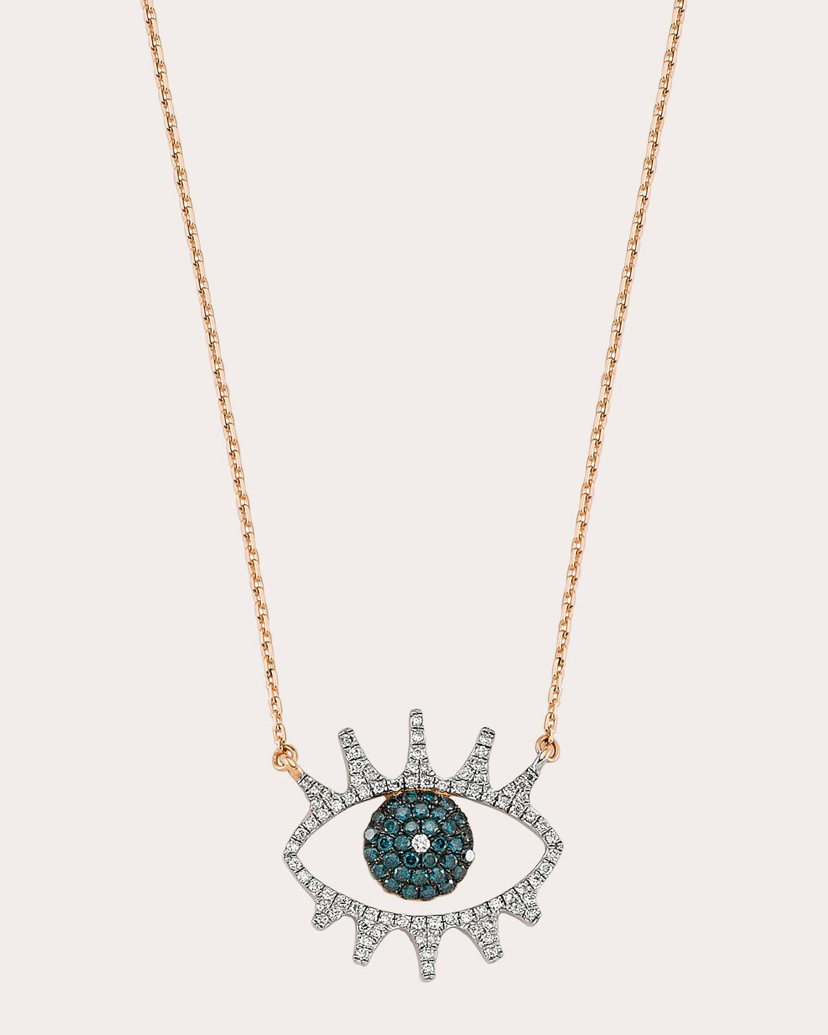 Blue & White Diamond Eye Light Pendant Necklace
