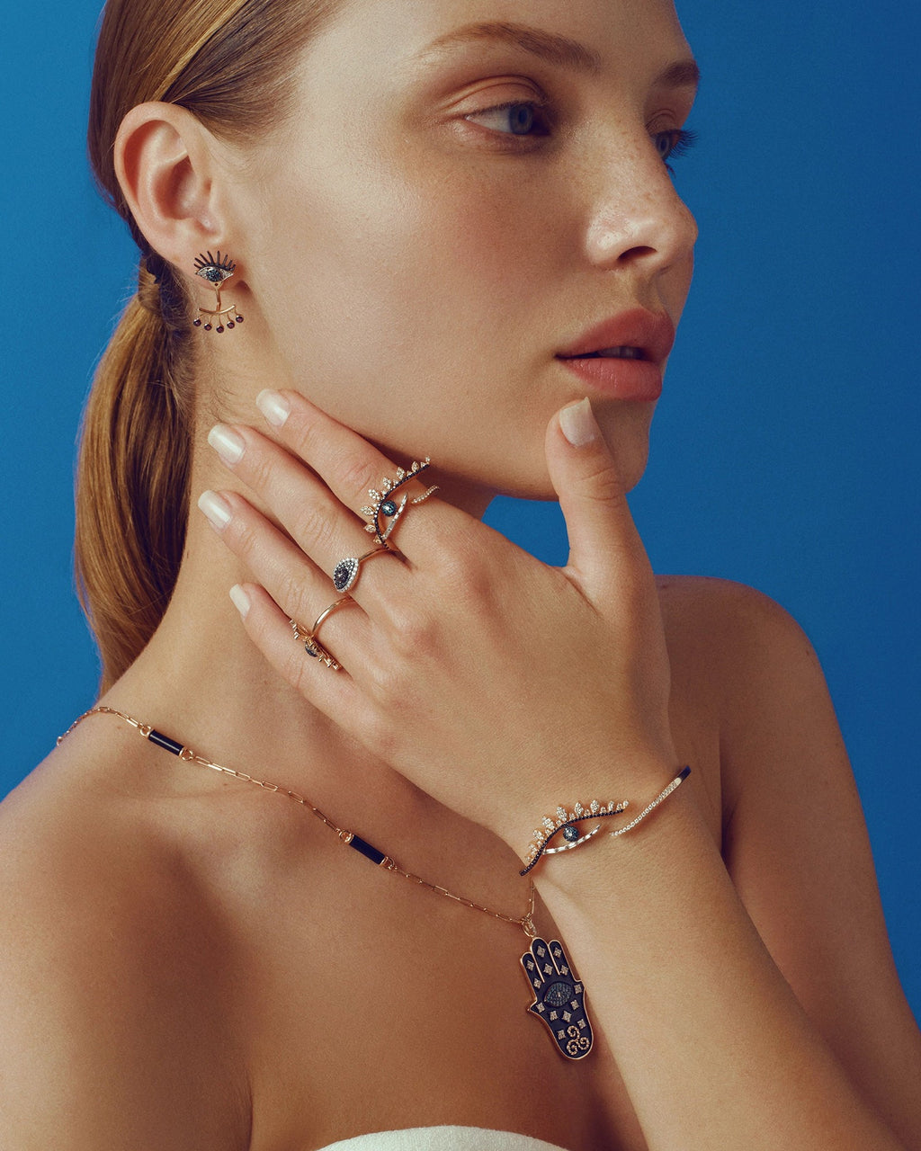 Black & Blue Diamond Eye Light Ring