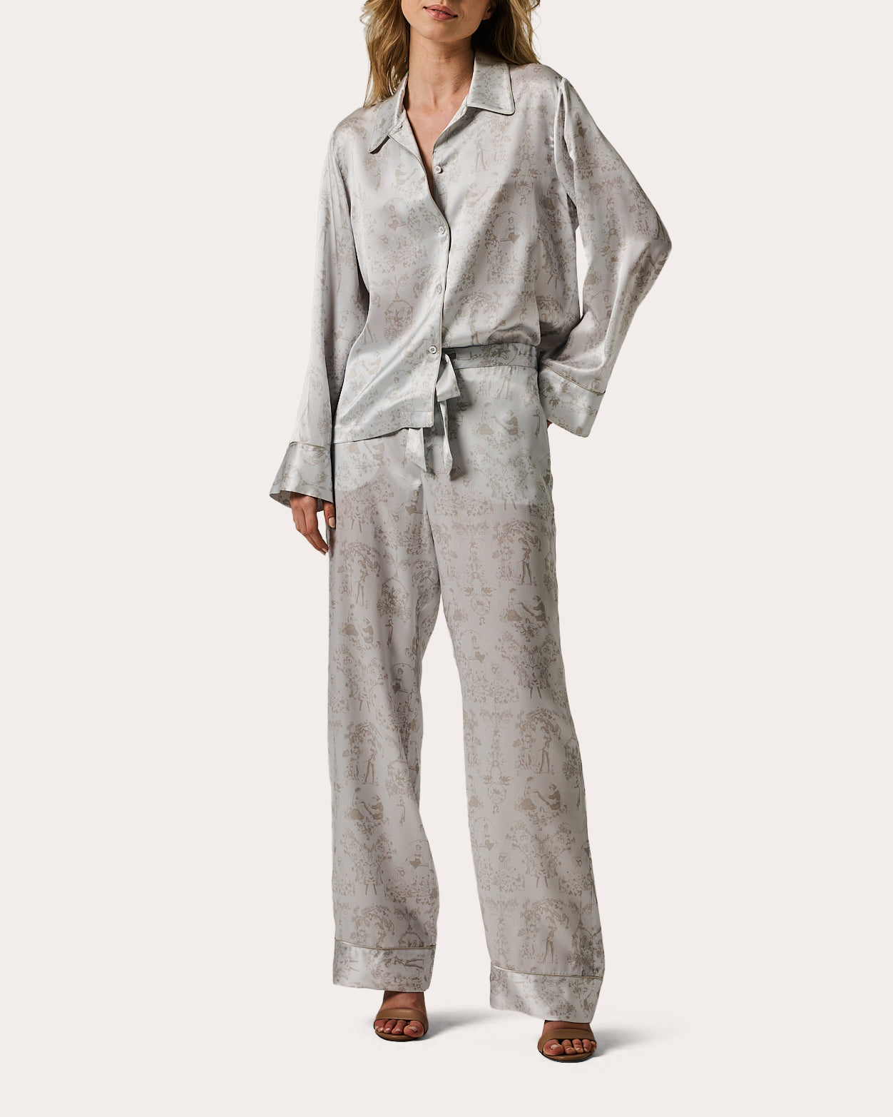 Kiki Toile-Print Silk Lounge Pants