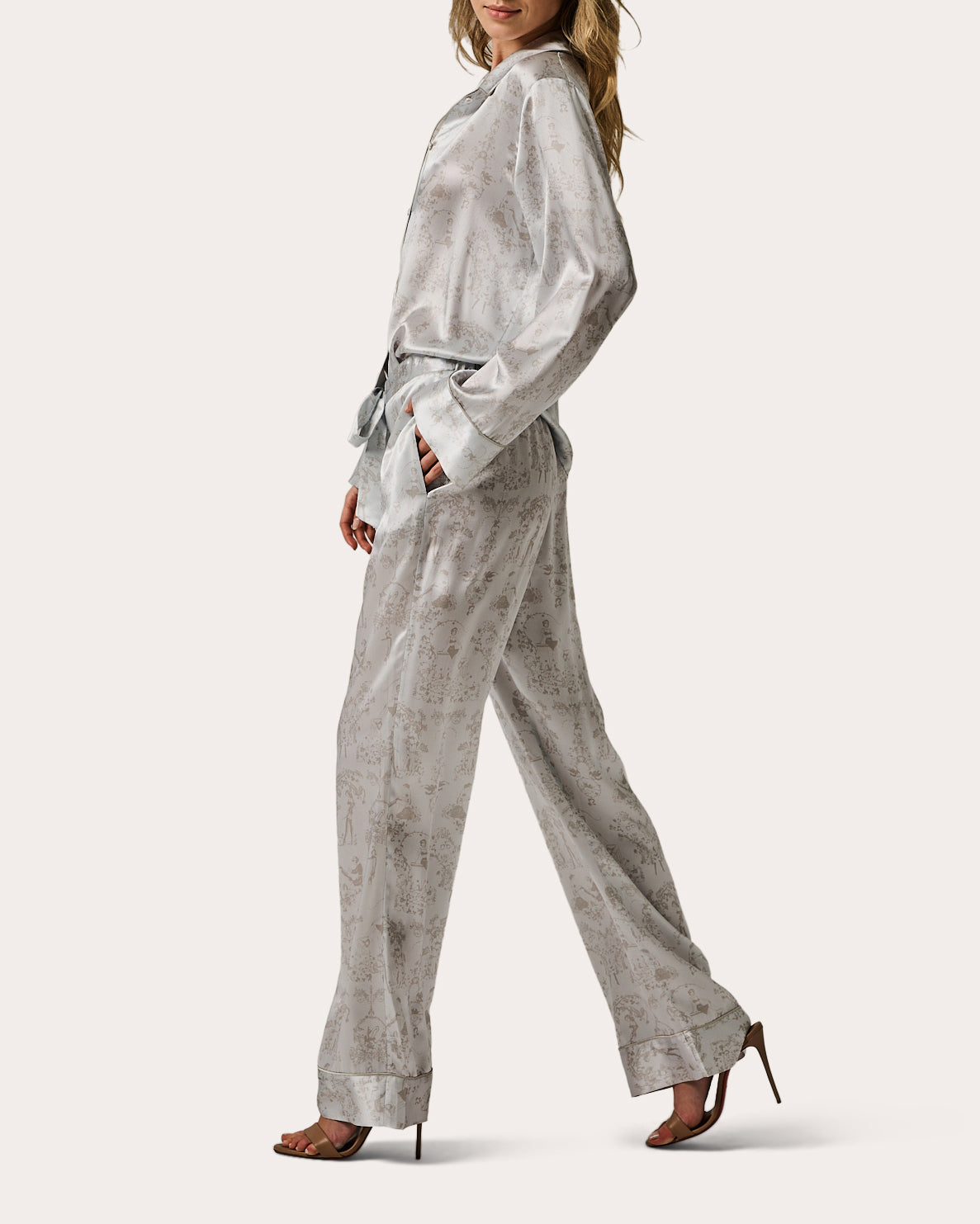 Kiki Toile-Print Silk Lounge Pants