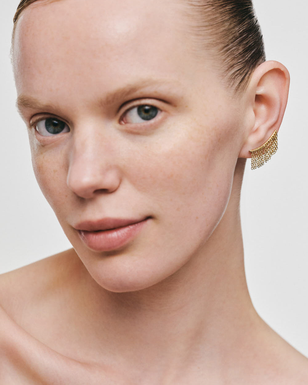 18k Gold Short Chainfall Ear Climbers