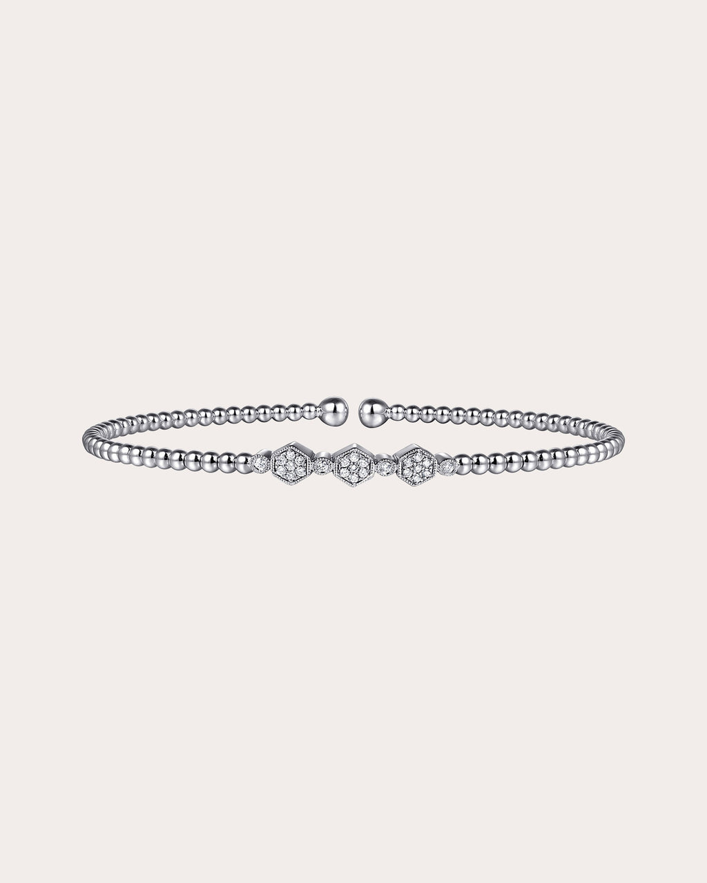 Diamond & 14k White Gold Bujukan Hexagon Cuff