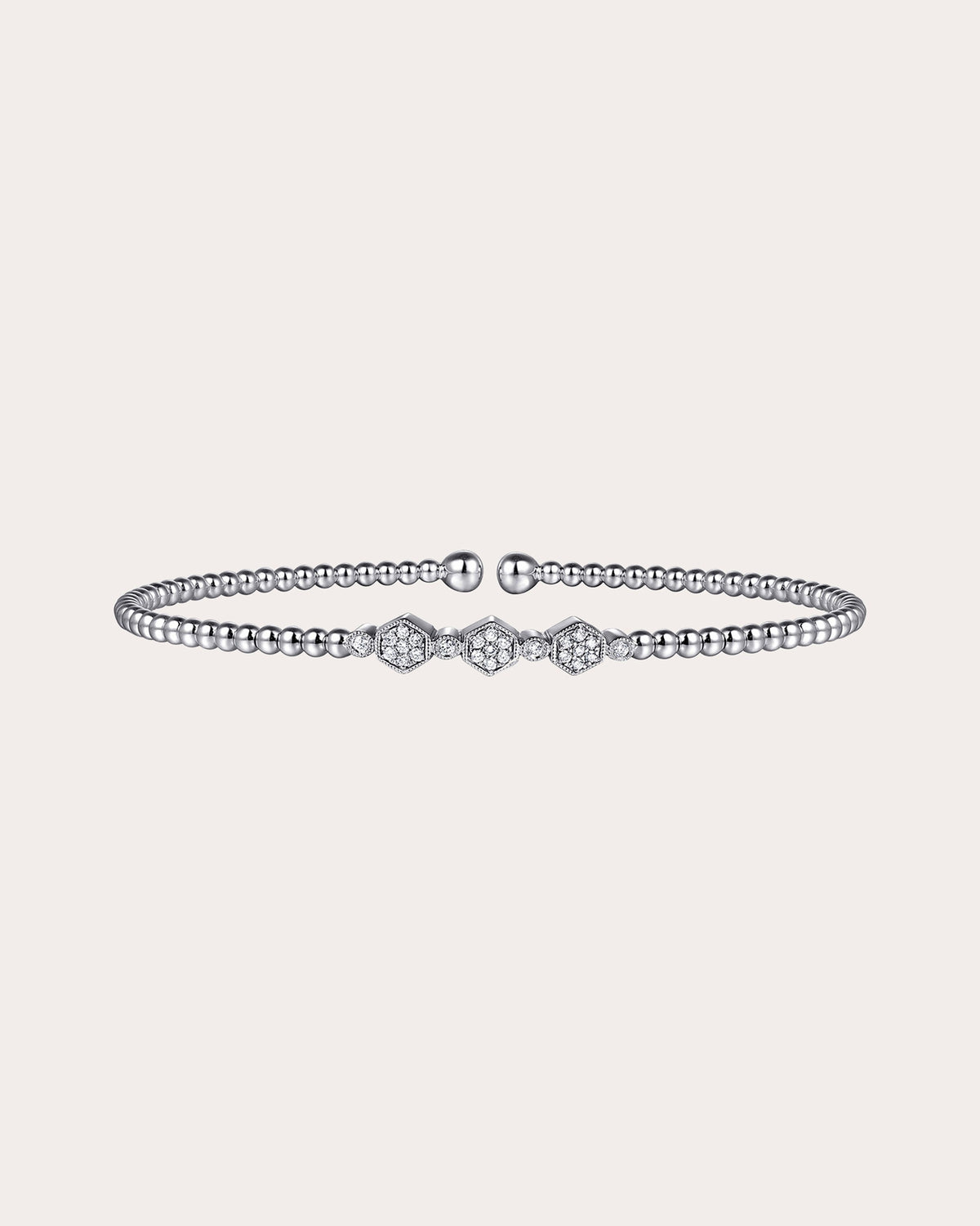 Diamond & 14k White Gold Bujukan Hexagon Cuff