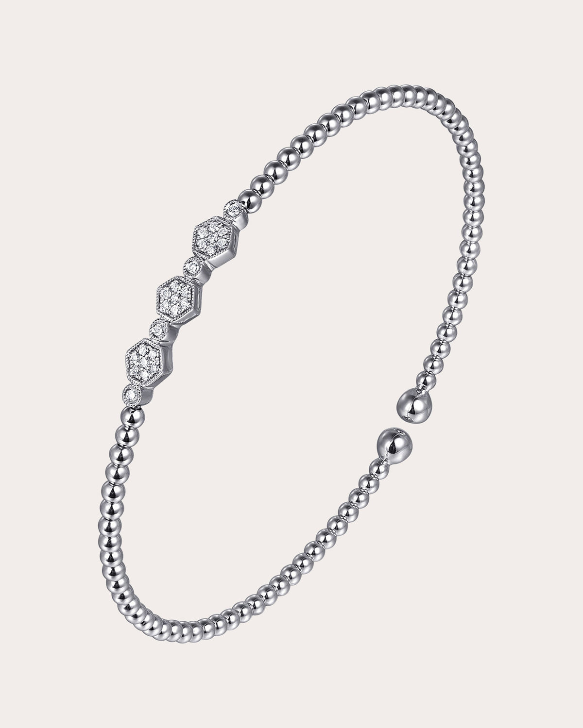 Diamond & 14k White Gold Bujukan Hexagon Cuff