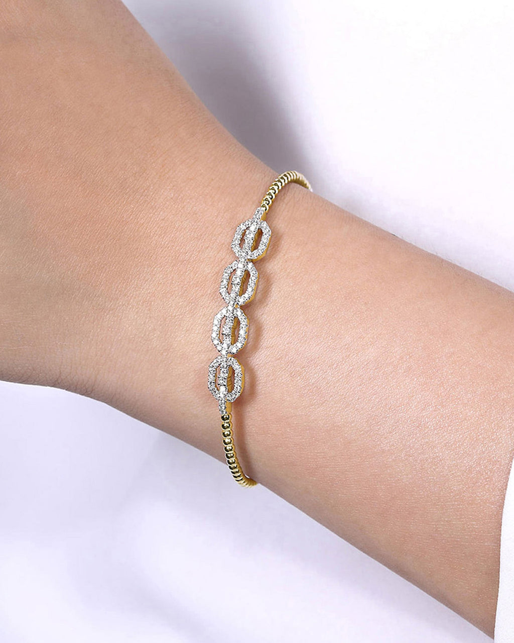 Diamond & 14k Gold Bujukan Pavé Links Cuff