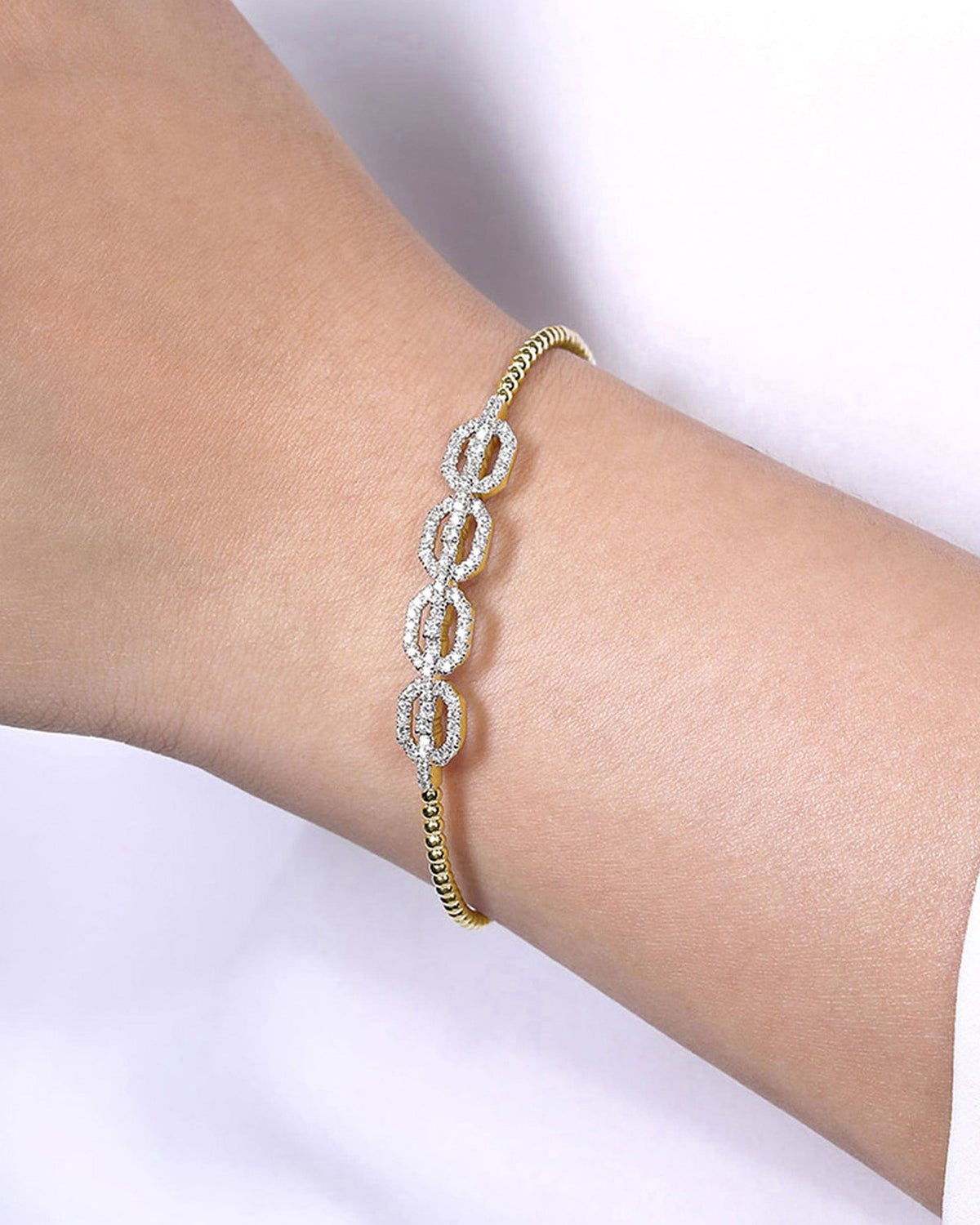 Diamond & 14k Gold Bujukan Pavé Links Cuff