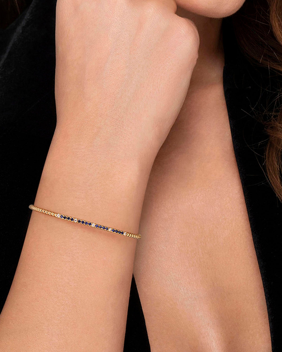 Sapphire & Diamond 14k Gold Bujukan Split Cuff