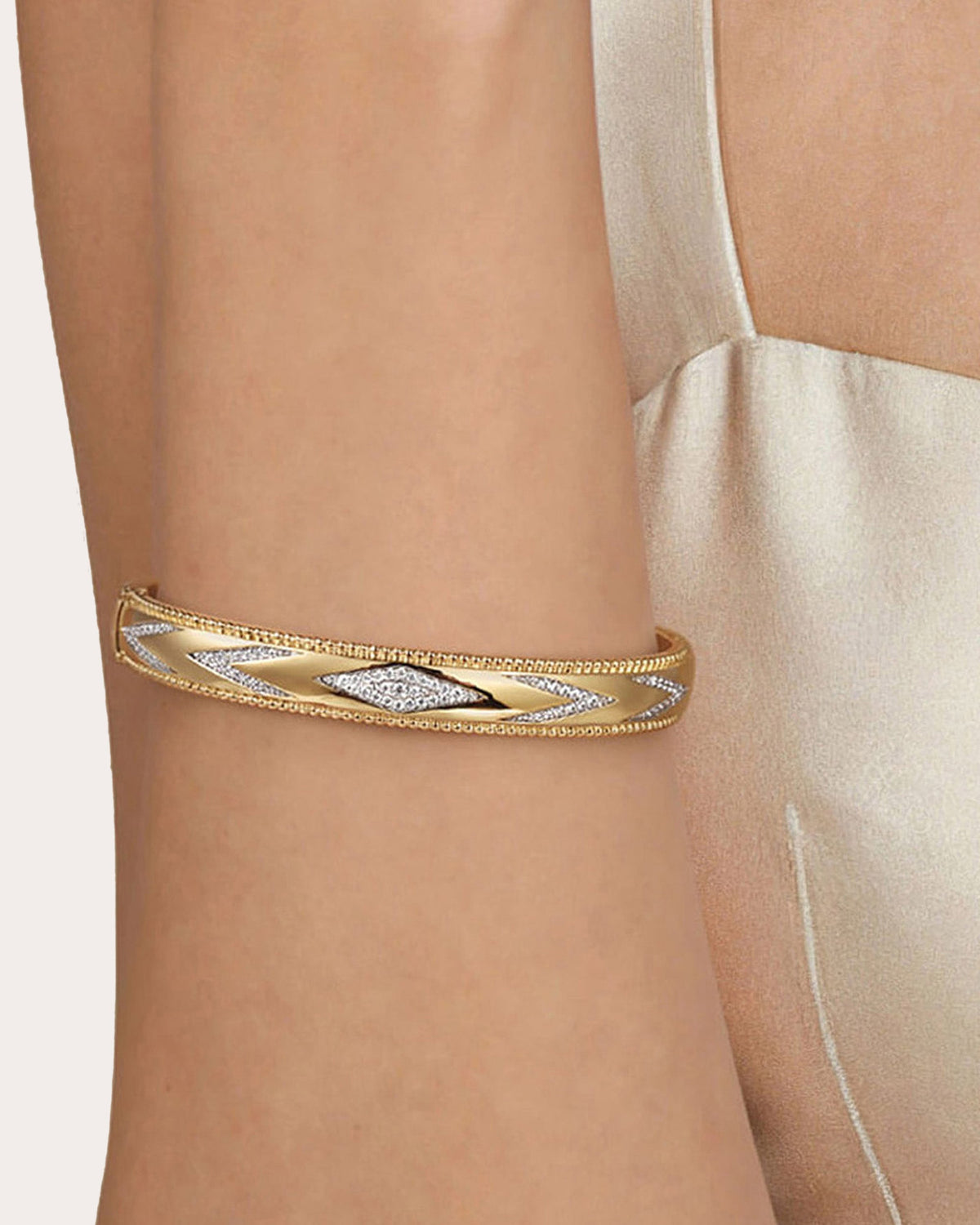 Diamond & 14k Gold Bujukan Chevron Bangle