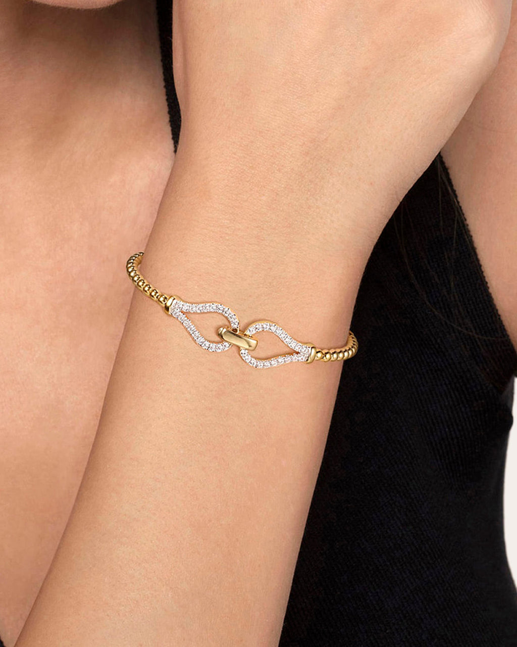 Diamond & 14k Gold Bujukan Stirrup Bangle