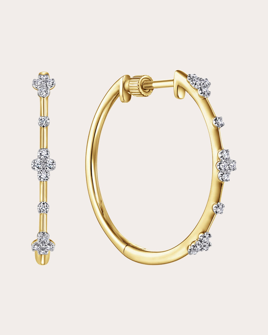 Diamond & 14k Gold Classic 20mm Hoop Earrings