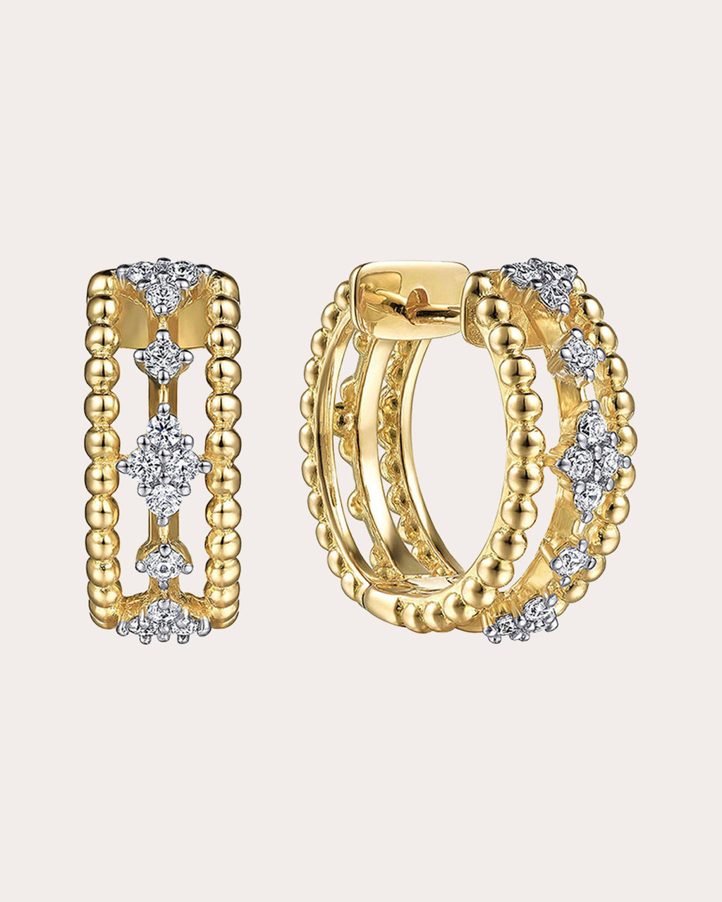 Diamond & 14k Gold Bujukan Huggie Earrings