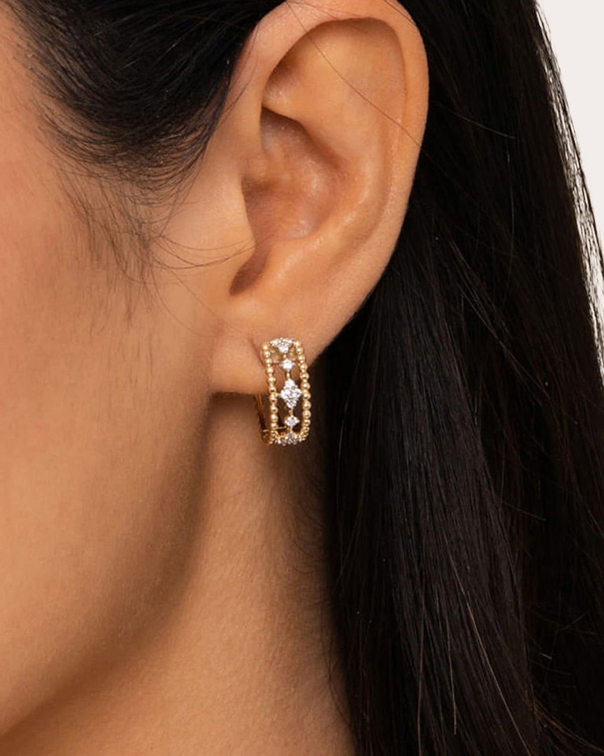 Diamond & 14k Gold Bujukan Huggie Earrings