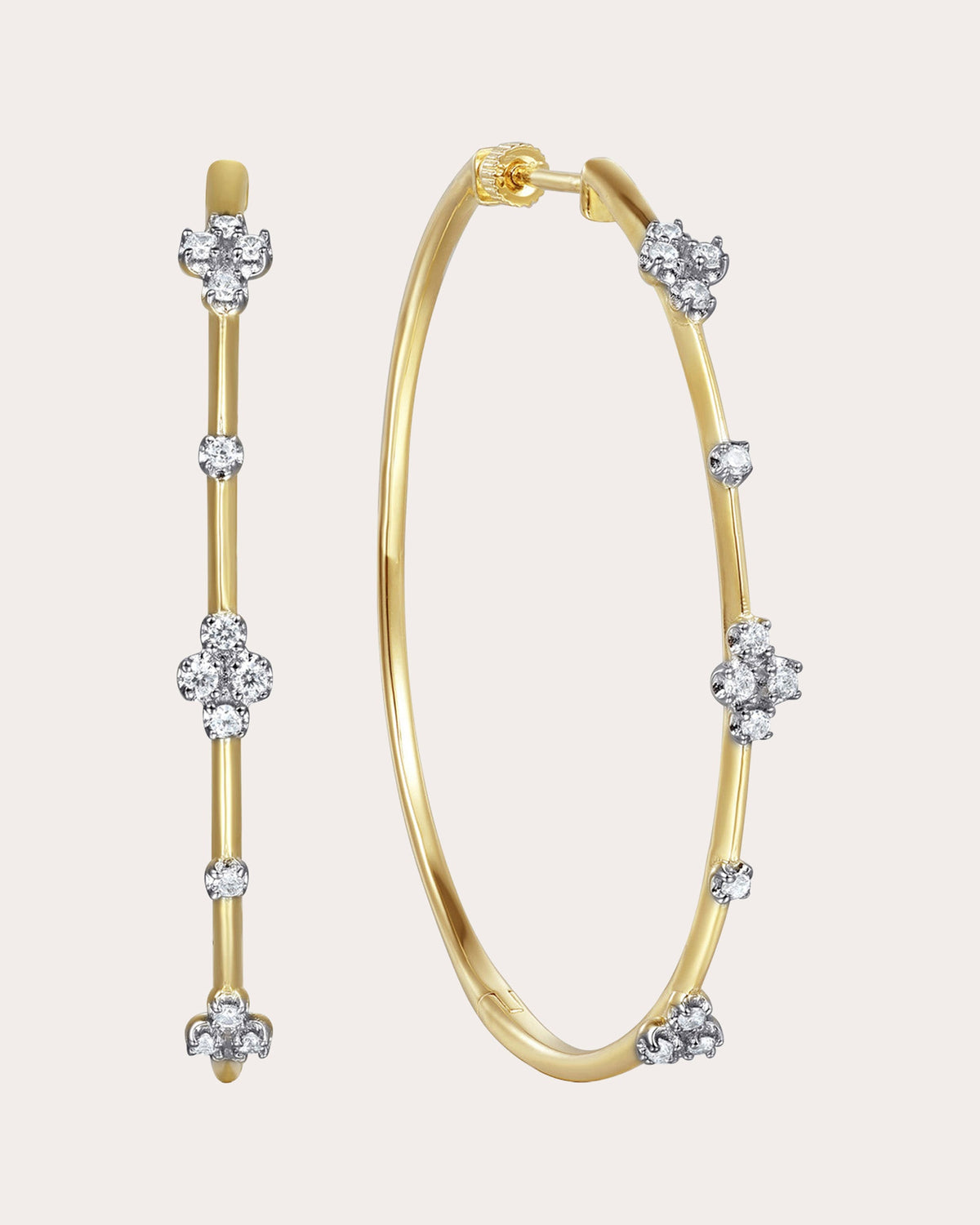 Diamond & 14k Gold Classic Prong Hoop Earrings
