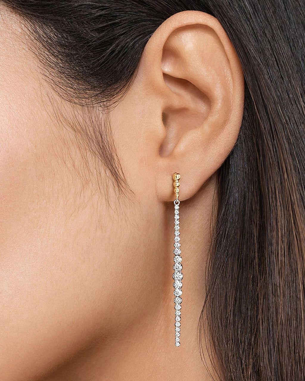 Diamond & Two-Tone Bujukan Linear Drop Earrings