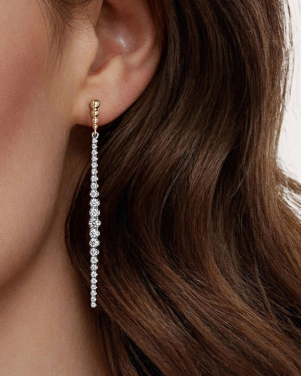 Diamond & Two-Tone Bujukan Linear Drop Earrings