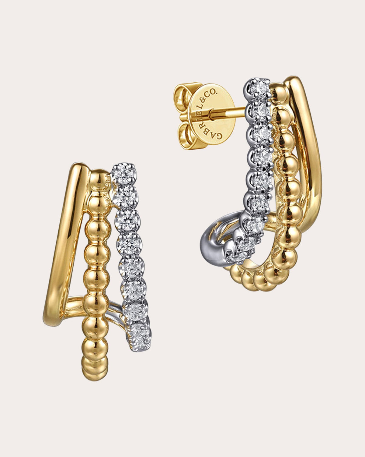 Diamond & Two-Tone Bujukan J Huggie Earrings
