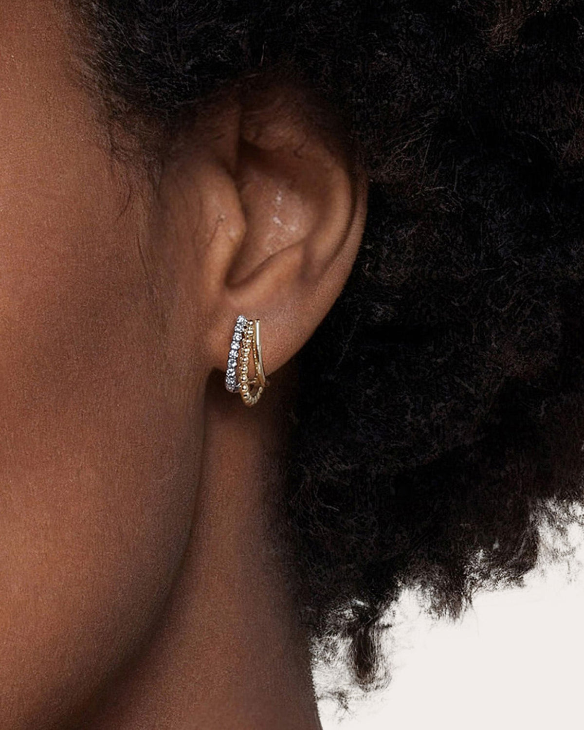 Diamond & Two-Tone Bujukan J Huggie Earrings