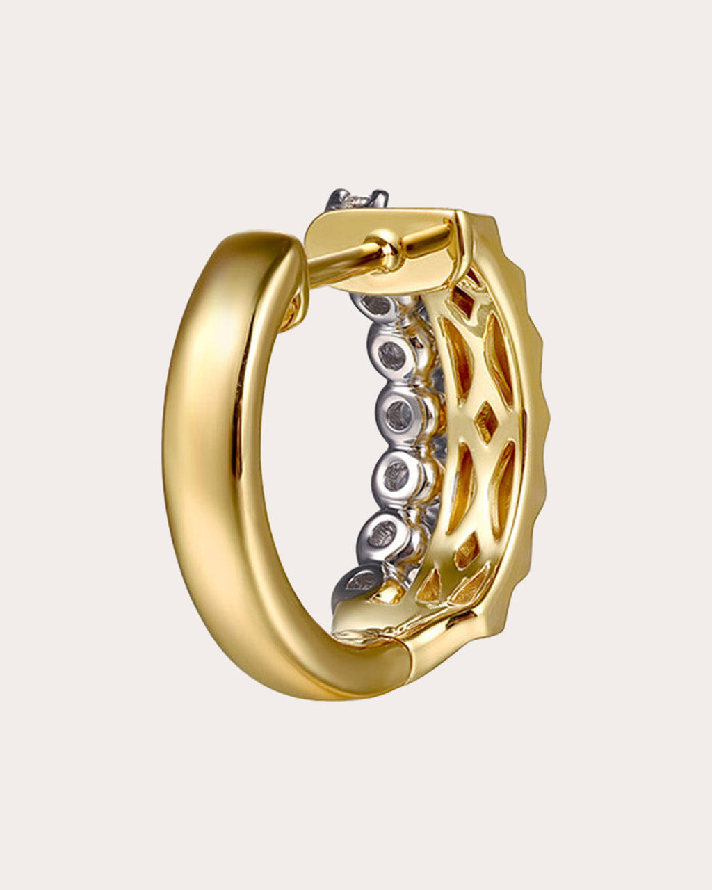 Diamond & 14k Gold Two-Row Huggie Earrings
