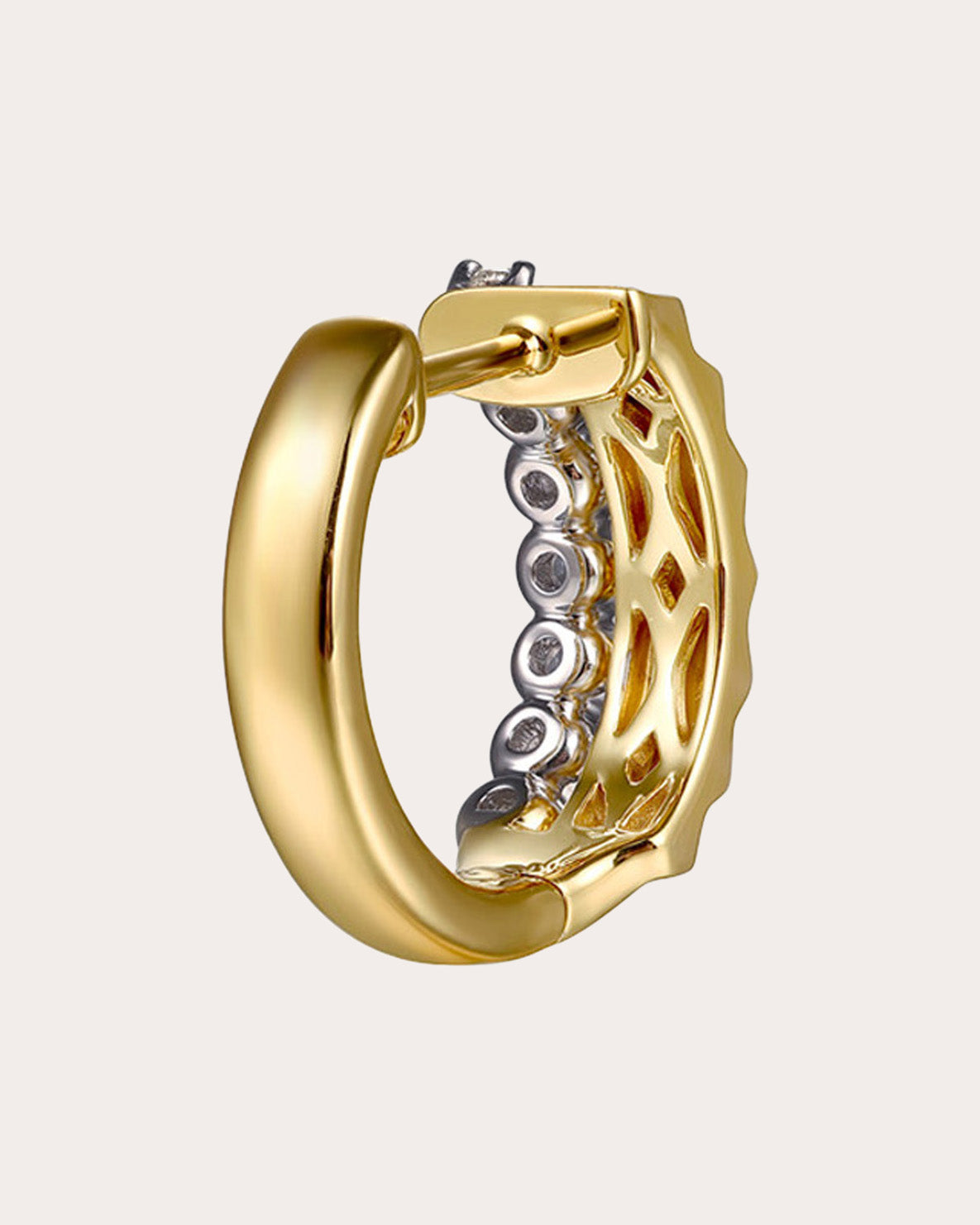 Diamond & 14k Gold Two-Row Huggie Earrings