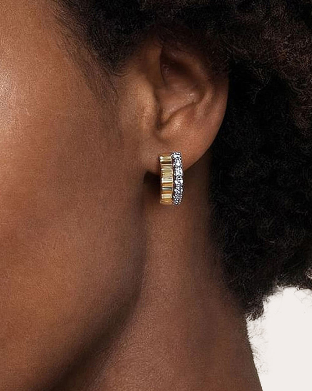 Diamond & 14k Gold Two-Row Huggie Earrings