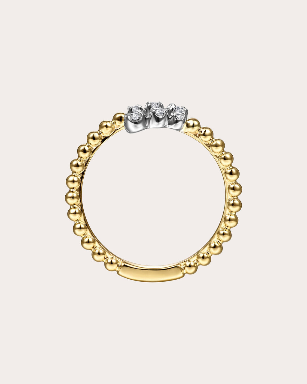 Diamond & 14k Gold Bujukan Beaded Bypass Ring