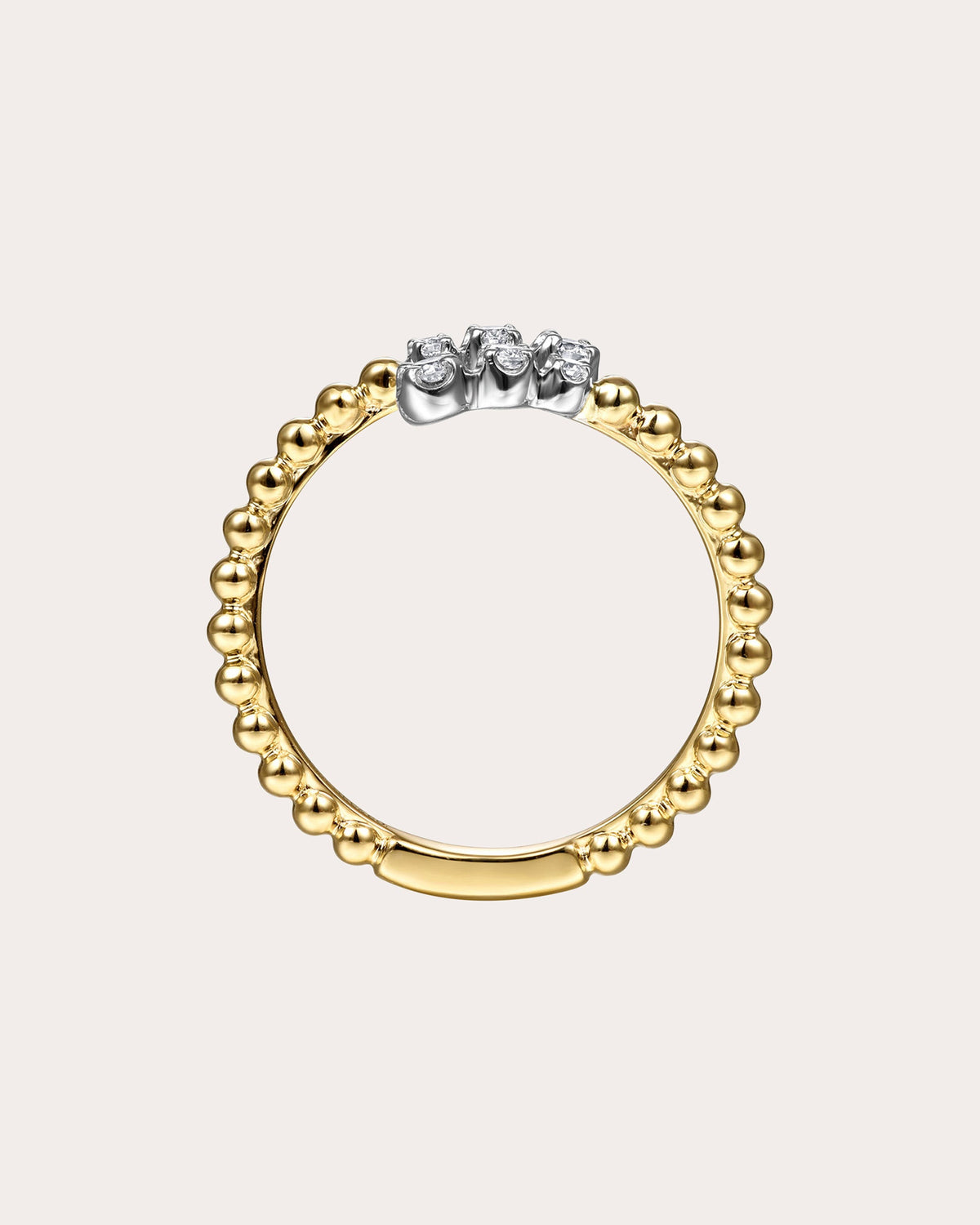 Diamond & 14k Gold Bujukan Beaded Bypass Ring