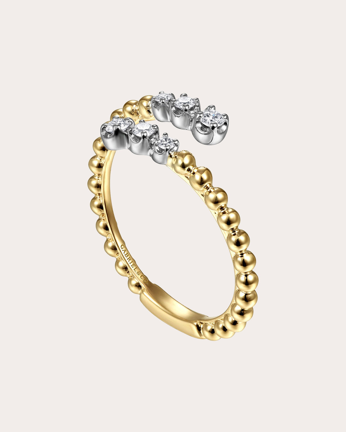 Diamond & 14k Gold Bujukan Beaded Bypass Ring