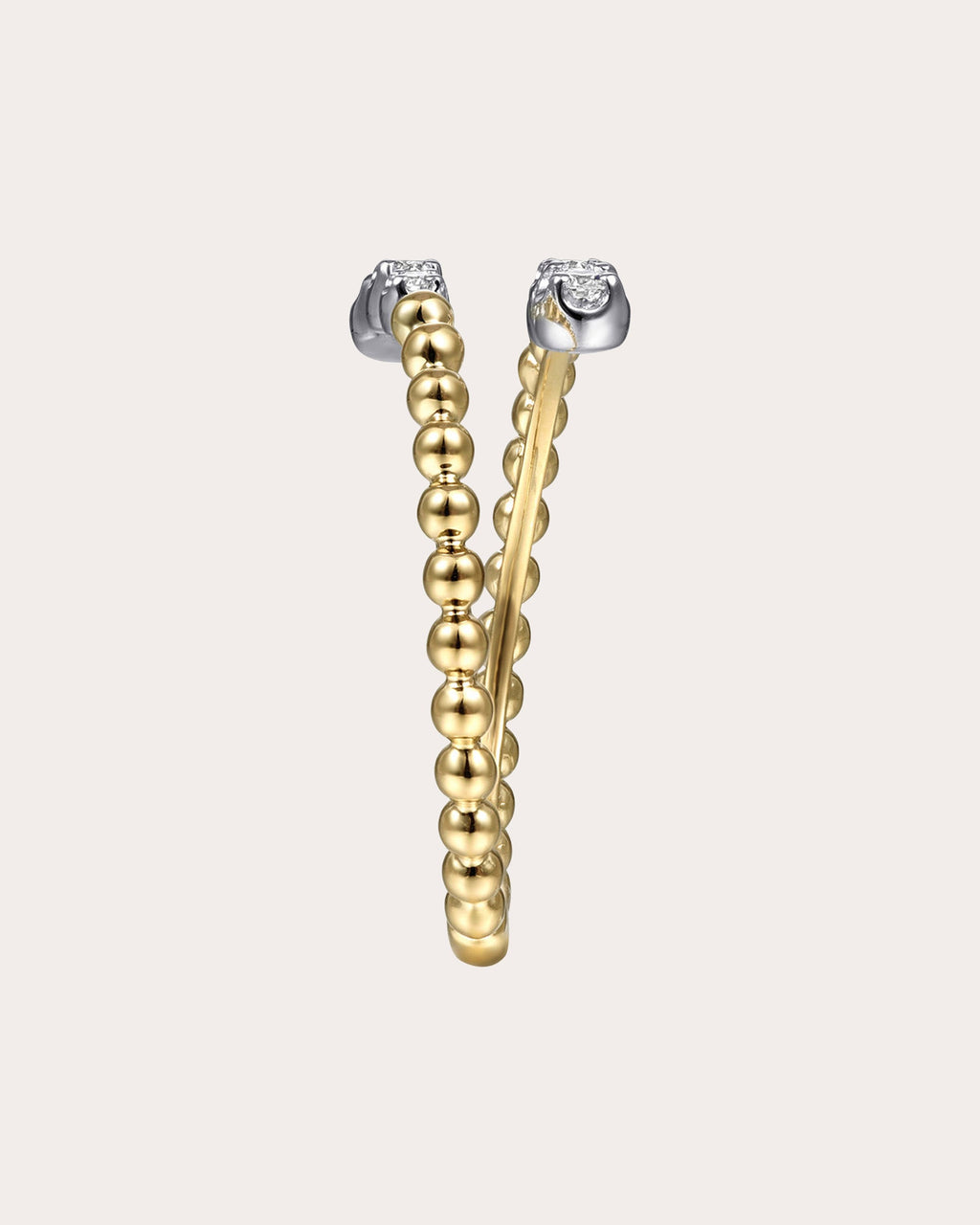 Diamond & 14k Gold Bujukan Beaded Bypass Ring