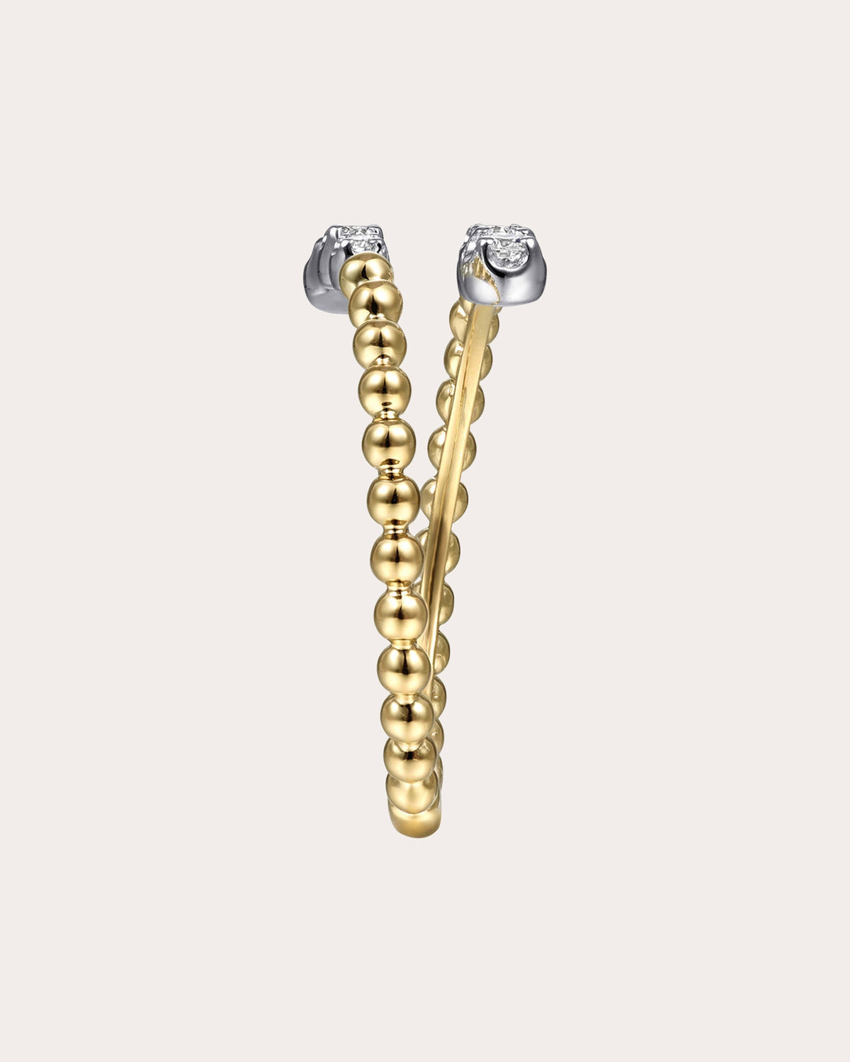 Diamond & 14k Gold Bujukan Beaded Bypass Ring
