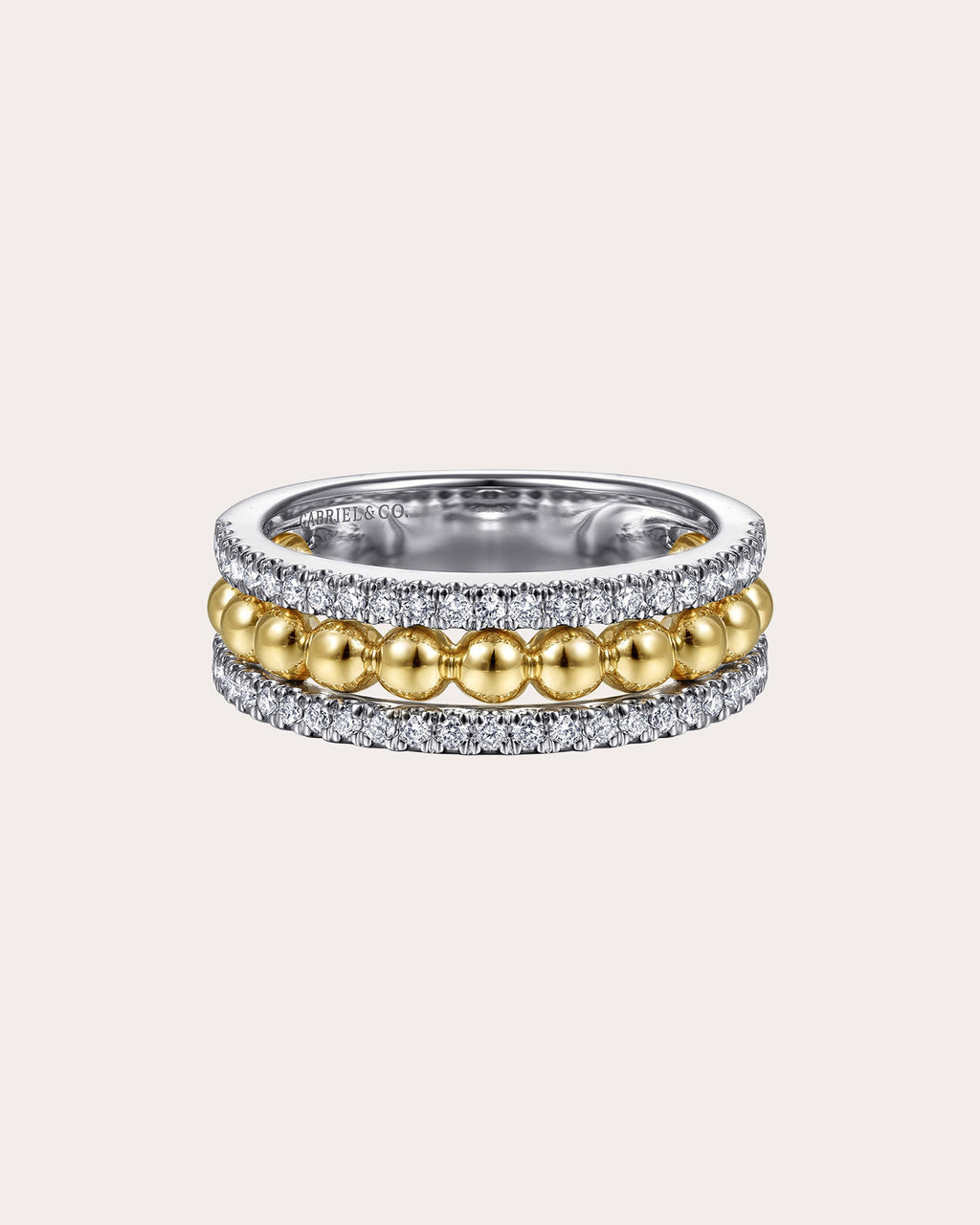 Diamond & Two-Tone Bujukan Wide Band Ring