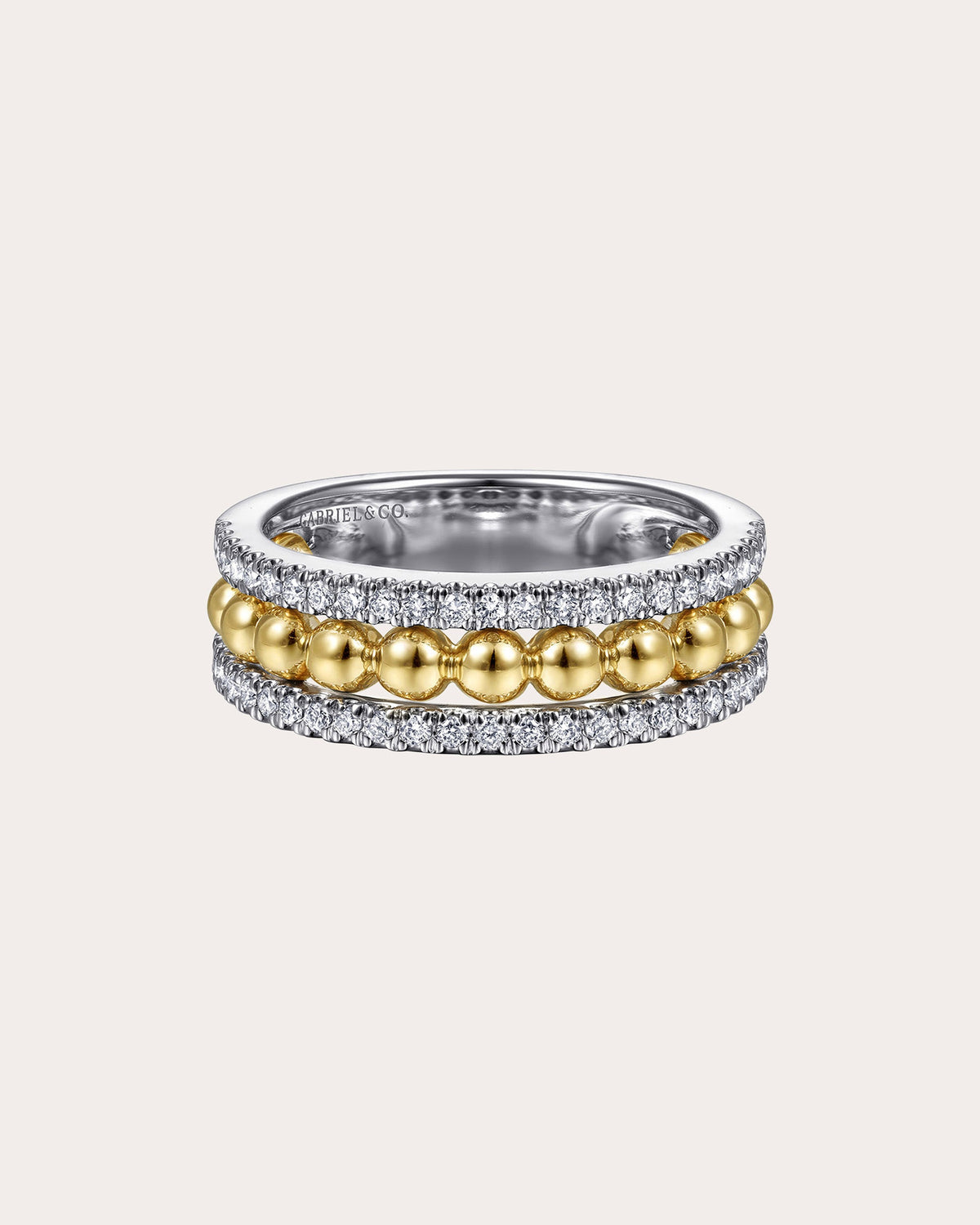 Diamond & Two-Tone Bujukan Wide Band Ring