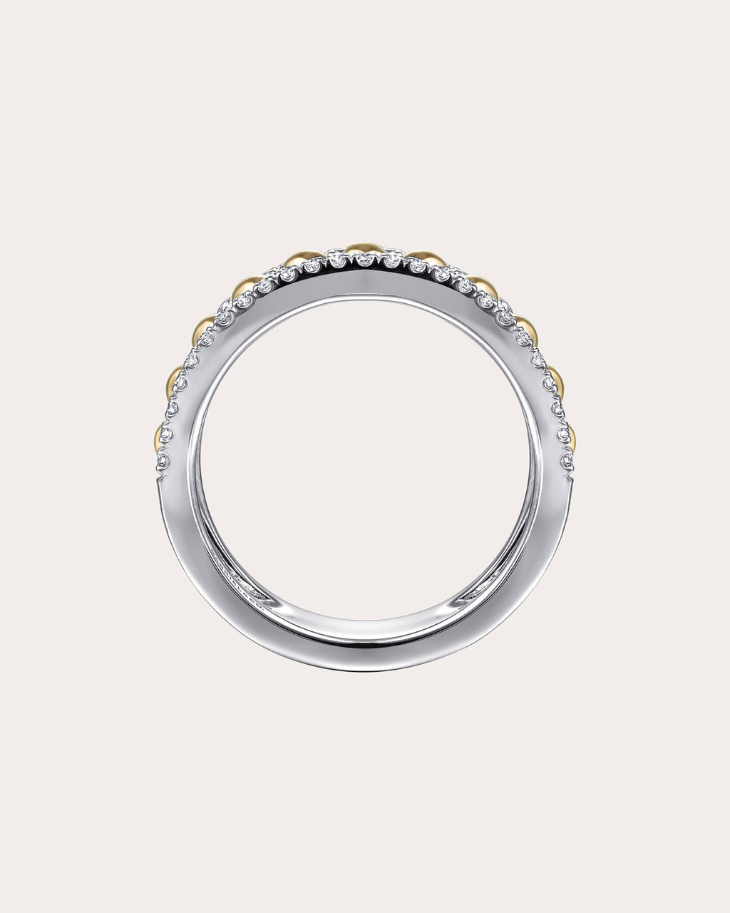 Diamond & Two-Tone Bujukan Wide Band Ring