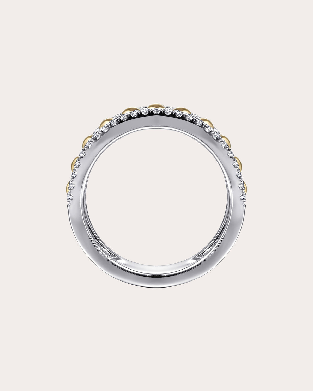 Diamond & Two-Tone Bujukan Wide Band Ring