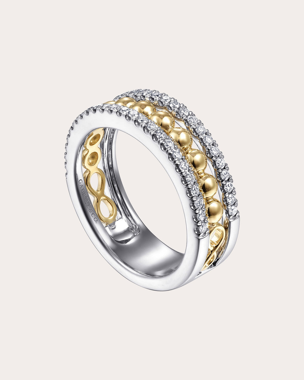 Diamond & Two-Tone Bujukan Wide Band Ring