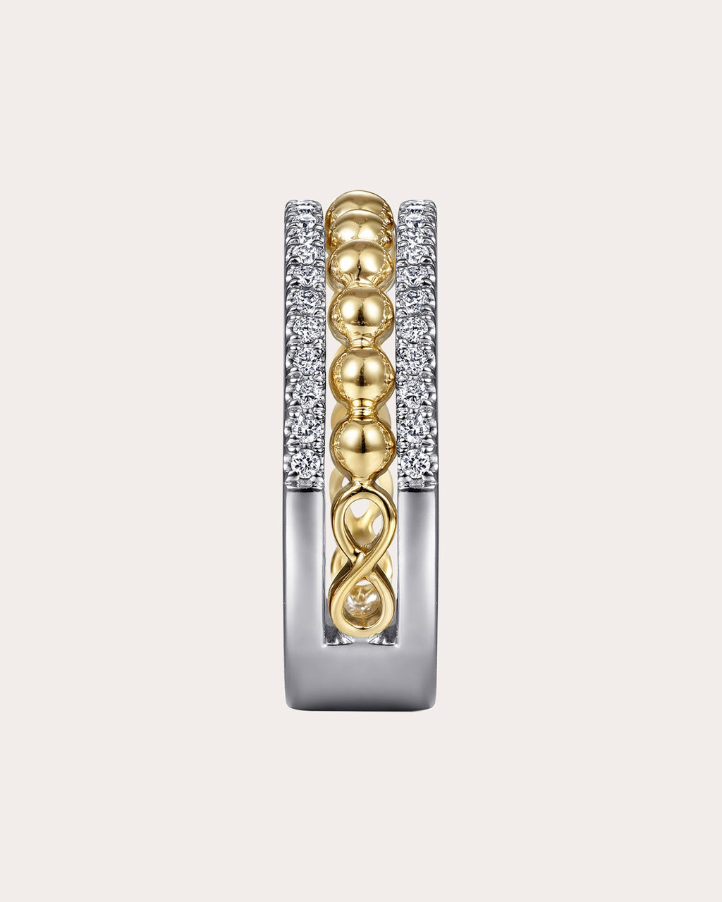 Diamond & Two-Tone Bujukan Wide Band Ring