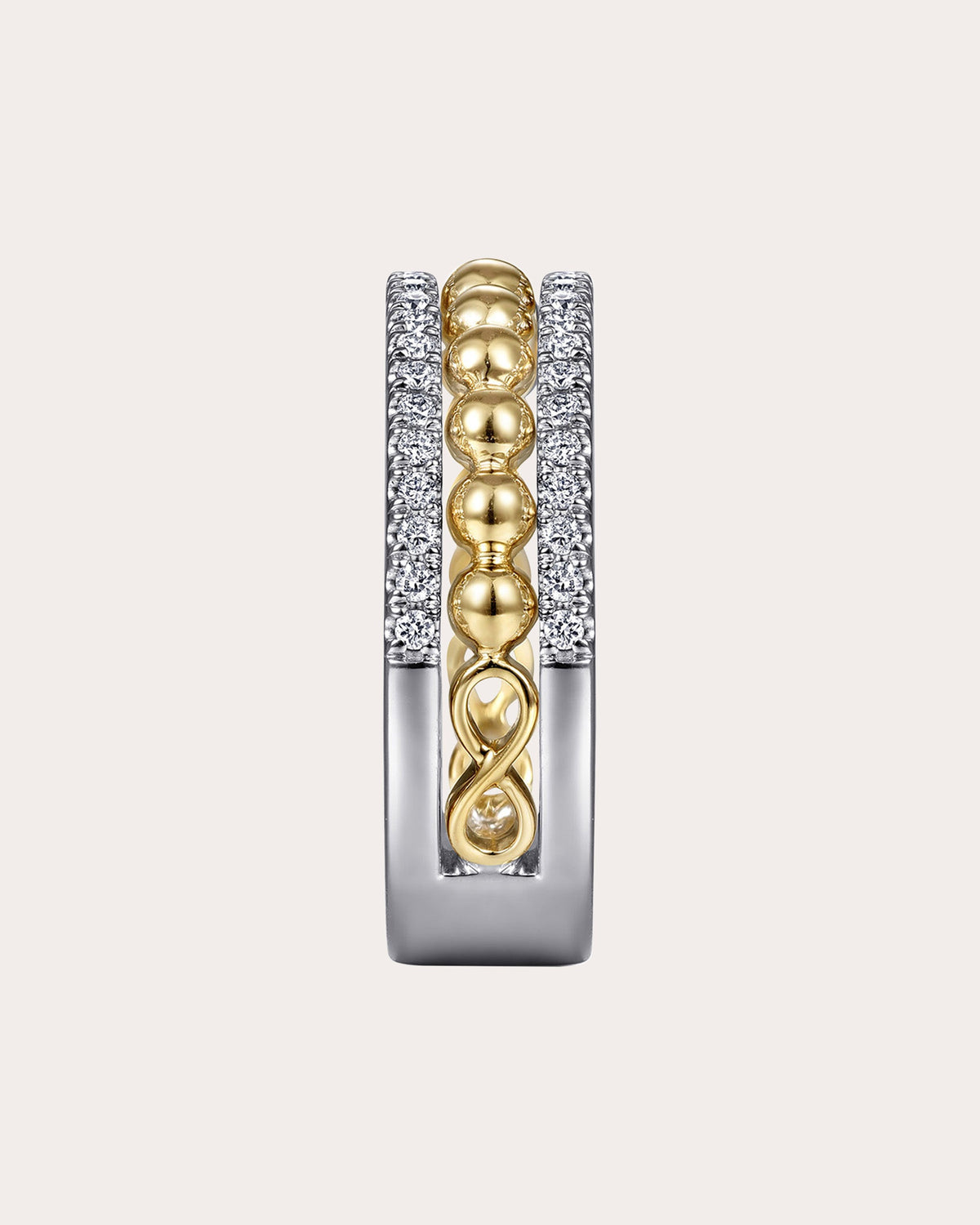 Diamond & Two-Tone Bujukan Wide Band Ring