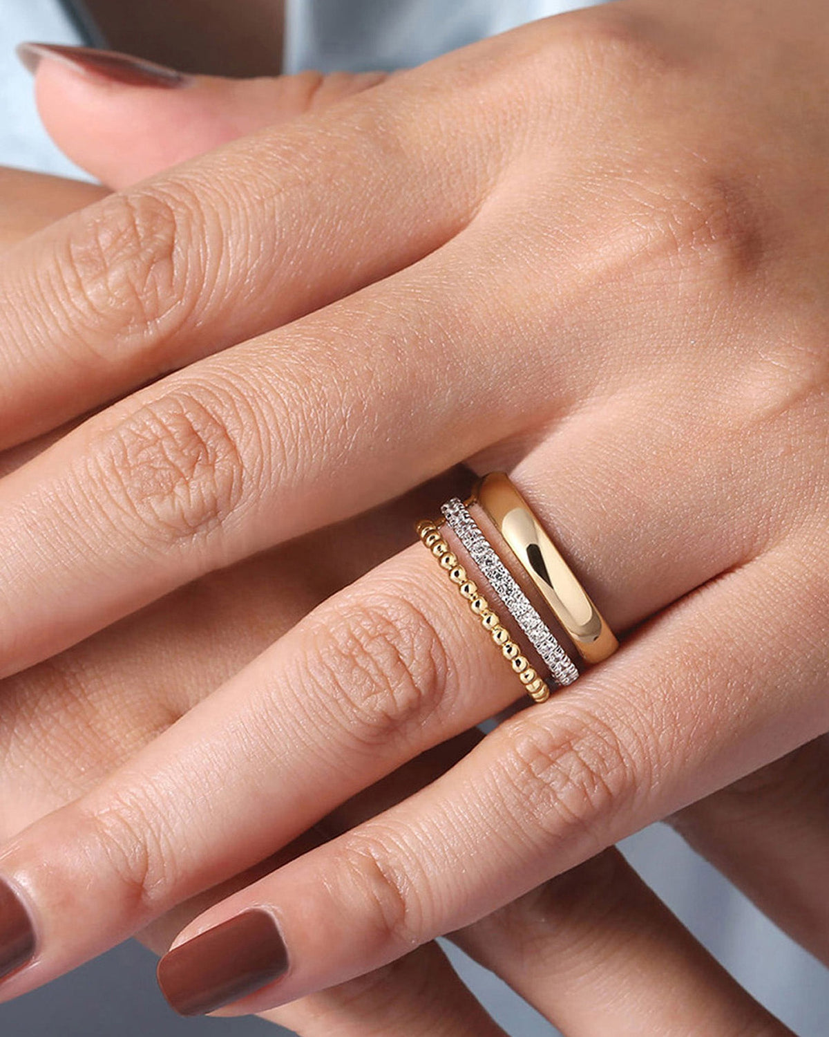 Diamond & 14k Gold Bujukan Easy Stackable Ring
