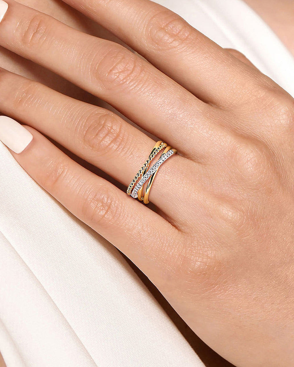 Diamond & 14k Gold Bujukan Crisscross Ring