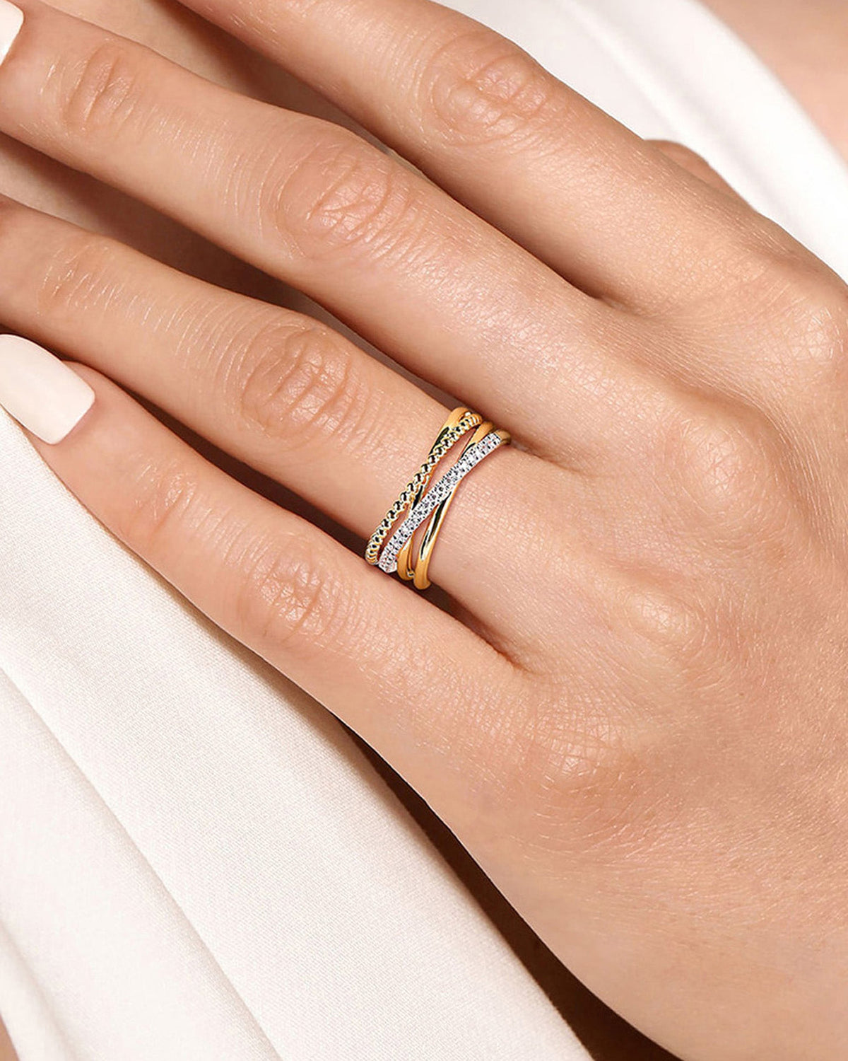 Diamond & 14k Gold Bujukan Crisscross Ring