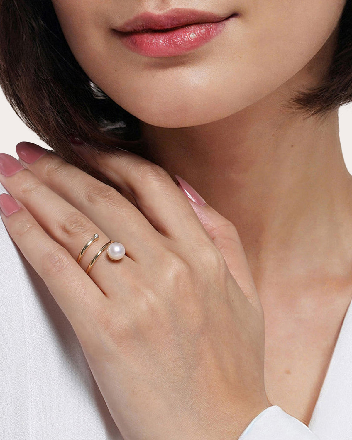 Pearl & Diamond 14k Gold Wrap Ring