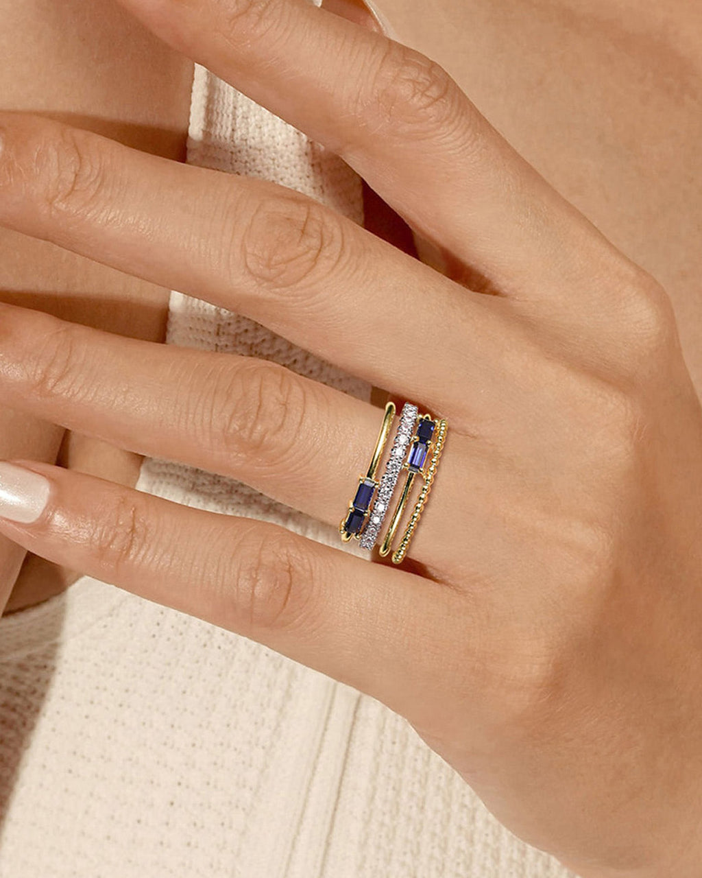 Sapphire & Diamond Bujukan Multi-Band Ring