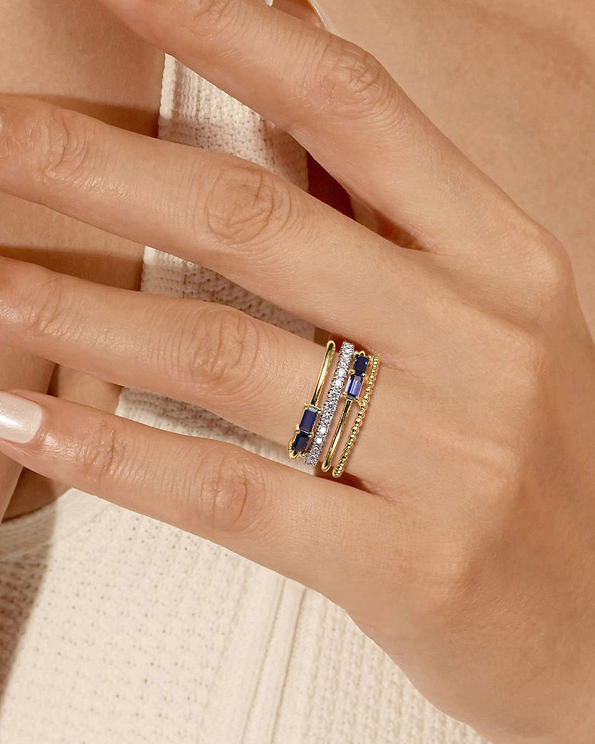 Sapphire & Diamond Bujukan Multi-Band Ring