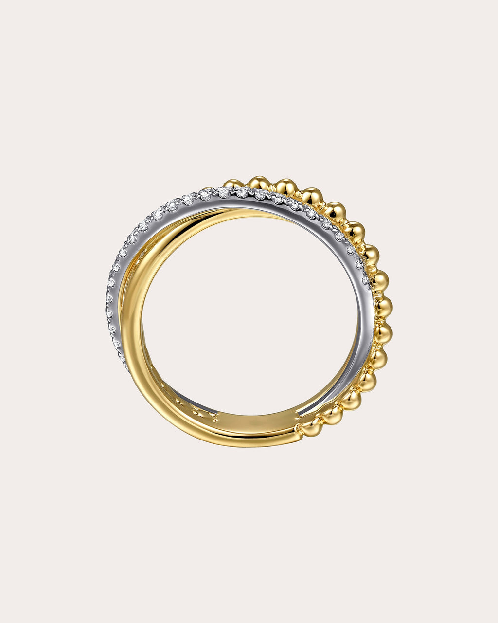 Diamond & Two-Tone Bujukan Crisscross Ring
