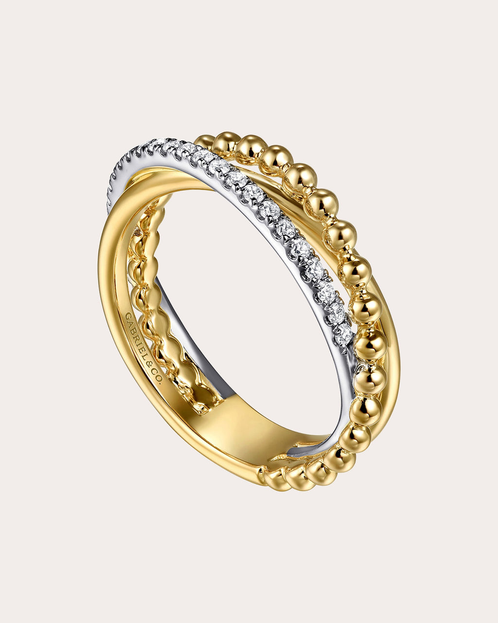Diamond & Two-Tone Bujukan Crisscross Ring
