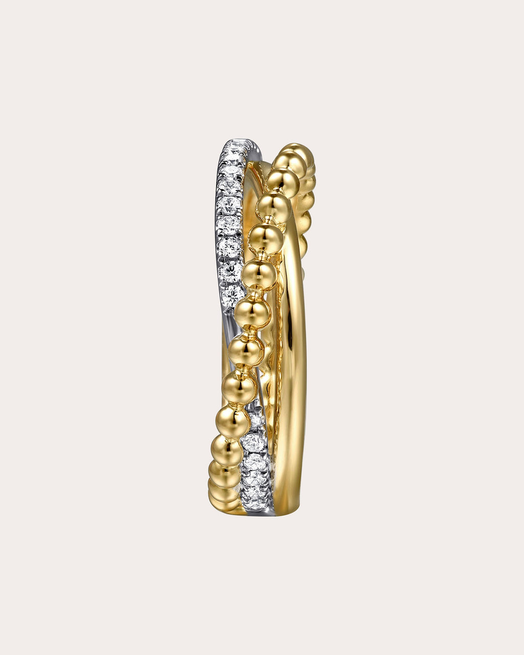 Diamond & Two-Tone Bujukan Crisscross Ring