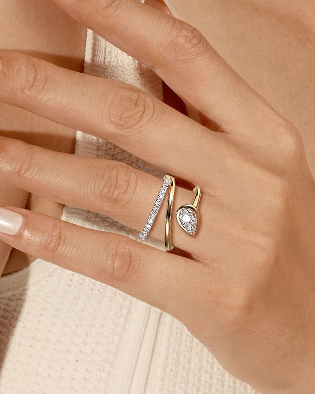 Diamond & 14k Gold Pear Wrap Ring