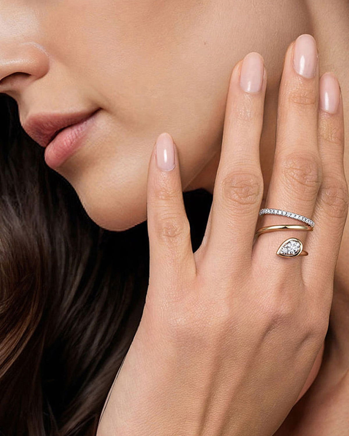 Diamond & 14k Gold Pear Wrap Ring
