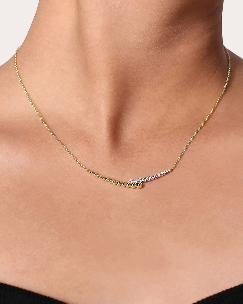 Diamond & 14k Gold Bujukan Bar Necklace